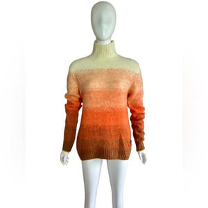 Scotch & Soda Gradient Multicolor Orange Turtleneck Sweater Alpaca Blend Size S